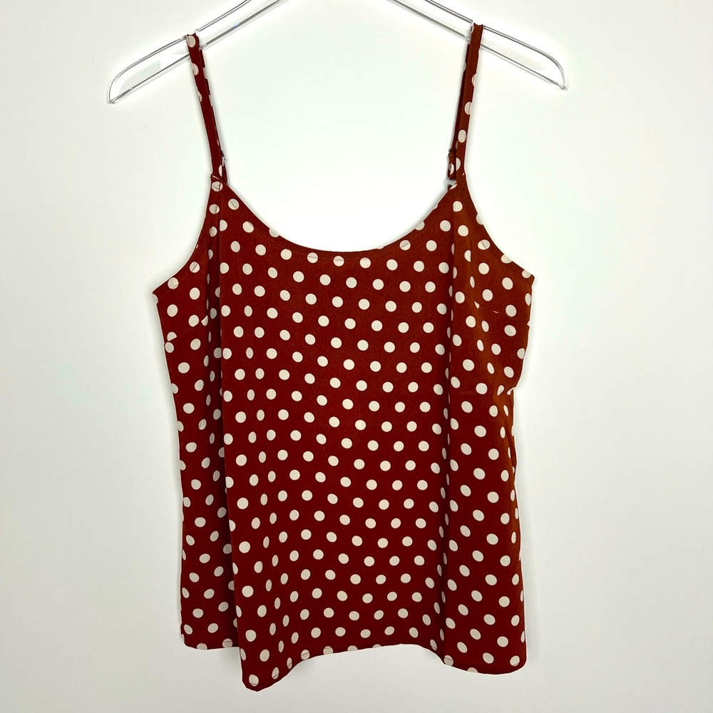 NWT Sanctuary Rust with White Polka Dot Tank Adjustable Straps Sz Medium
